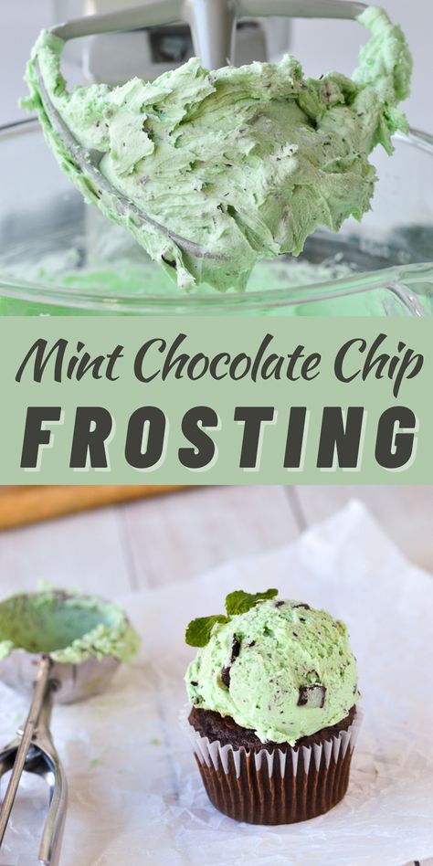 Simple Buttercream Frosting, Chocolate Chip Frosting, Mint Frosting, Dessert Oreo, Frosting Recipes Easy, Cake Frosting Recipe, Mint Chocolate Chip, Frosting Recipe, Mint Chocolate Chips