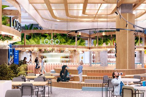 TRANSPORTATION HUB "RYAZANSKAYA" Riverside Plaza, Food Court Design, Supermarket Design, Food Hub, Commercial Complex, Terrazzo Flooring, Interior Rendering, Hotel Interiors, Kids Area