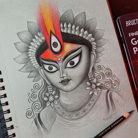 Beautiful Pencil Sketches, Easy Drawing Step By Step, Devi Maa, Pencil Drawing Images, Portrait Tutorial, Easy Mandala Drawing, Durga Painting, Boho Art Drawings, Drawing Step By Step