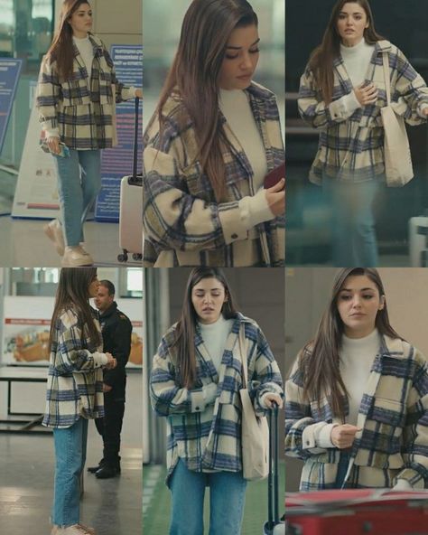 Hande Ercel Style, Female Clothes Outfits, Tv Show Outfits, Winter Fashion Outfits Casual, Casual Day Outfits, Fashion Tv, Celebrity Outfits, Film Aesthetic, Teenage Fashion Outfits