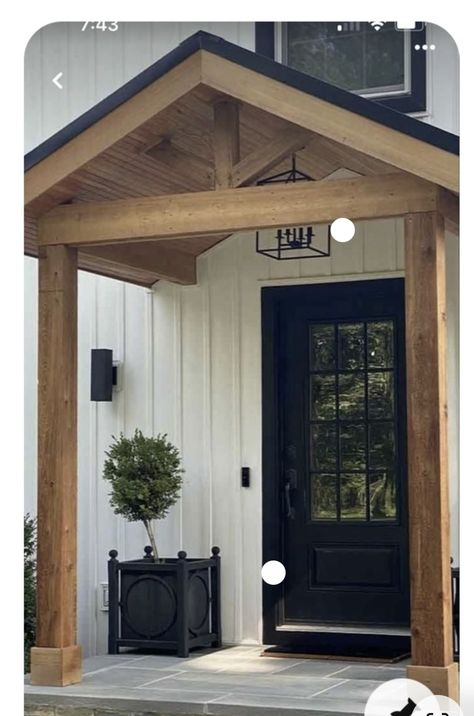 Tiny Front Porch Ideas, Tiny Front Porch, Front Door Overhang, Awning Over Door, Porch Overhang, Front Door Awning, Door Overhang, Home Window Grill Design, House Awnings