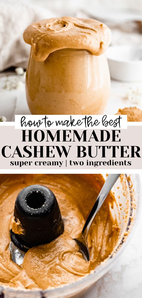 jar of homemade cashew butter Cashew Butter Recipe, Nut Butter Recipes, Homemade Nut Butter, Homemade Condiments, Nut Recipes, Cashew Butter, Nut Butters, Butter Recipe, Vegan Recipes Healthy