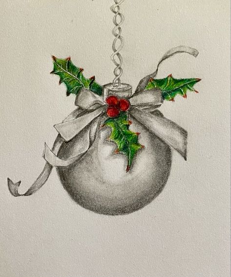 #coloredpencil #sketch #christmas Xmas Ornaments Drawing, Ornament Drawing Christmas, Christmas Bobbles Drawing, Christmas Drawings For Boyfriend, Christmas Sketches Pencil Easy, Christmas Inspired Drawings, Christmas Ornament Drawing Ideas, Pencil Drawings Christmas, Art Sketches Christmas