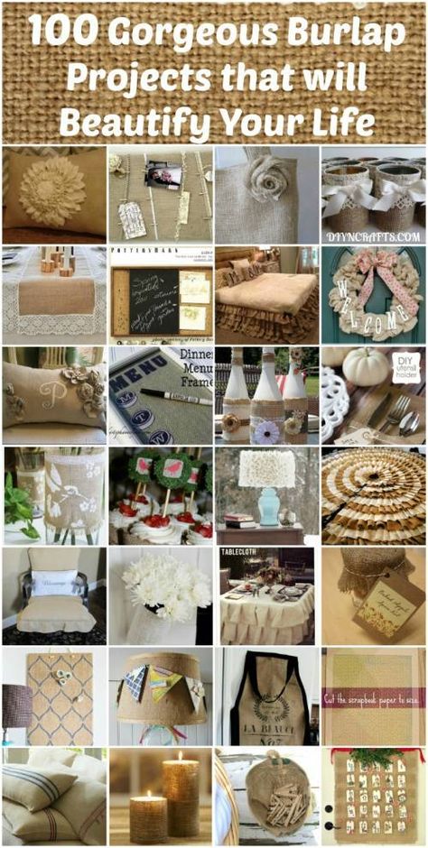 100 Gorgeous Burlap Projects that will Beautify Your Life - Page 2 of 10 - DIY & Crafts Burlap Diy, Diy Menu, Burlap Projects, Burlap Decor, Diy Burlap, Burlap Crafts, Crafty Craft, Diy Projects To Try, Diy Kit