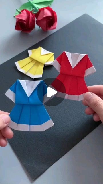 Origami For Preschool, How To Make Paper Dress, Easy Paper Folding Crafts For Kids, Origami Art For Kids, Paper Folding Activity, Paper Folding Crafts For Kids, Origami Art Easy, Paper Dress Craft, Paper Folding For Kids