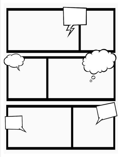 Stretch your creativity and create your own comic with these template frames. Blank Graphic Organizer Template, How To Create A Comic Strip, Create Your Own Comic Strip, Blank Comic Strip Template, Superhero Worksheets, Comic Crafts, Create A Comic Strip, Comic Book Crafts, Comic Book Writing