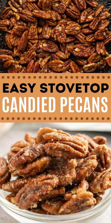 Candied Pecans Easy, Easy Candied Pecans, Pecan Recipes Easy, Candied Pecans Recipe, Eating On A Dime, Easy Candy Recipes, Spiced Pecans, Stove Top Recipes, Candy Recipes Homemade