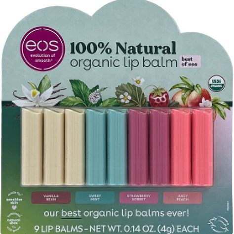 9 Sticks eos Best Lip Balm for $17.70, Includes: 3 - Vanilla Bean, 2 - Sweet Mint, 2 - Strawberry Sorbet, 2 - Juicy Peach https://amzn.to/3EhK7ig # amazon finds #affiliate #amazon deal Chapstick Eos, Strawberry Sorbet, Juicy Peach, Eos Lip Balm, Gingerbread Latte, Sweet Mint, Best Lip Balm, Organic Lip Balm, Lip Gloss Set