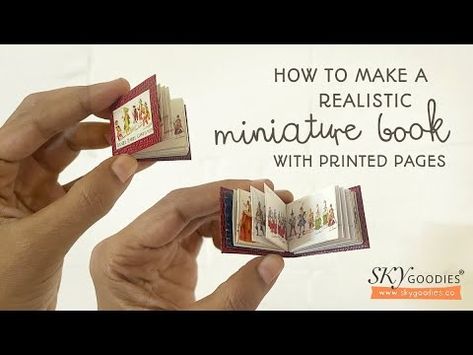 (336) Realistic Mini Book with Real Printed Pages: An easy tutorial to make your own miniature books - YouTube How To Make A Miniature Book, How To Make A Mini Book With Paper, Mini Books Diy Free Printable, How To Make A Mini Book, Binding Methods, Diy Tiny Books, Book Binding Methods, Mini Book Tutorial, Mini Books Diy