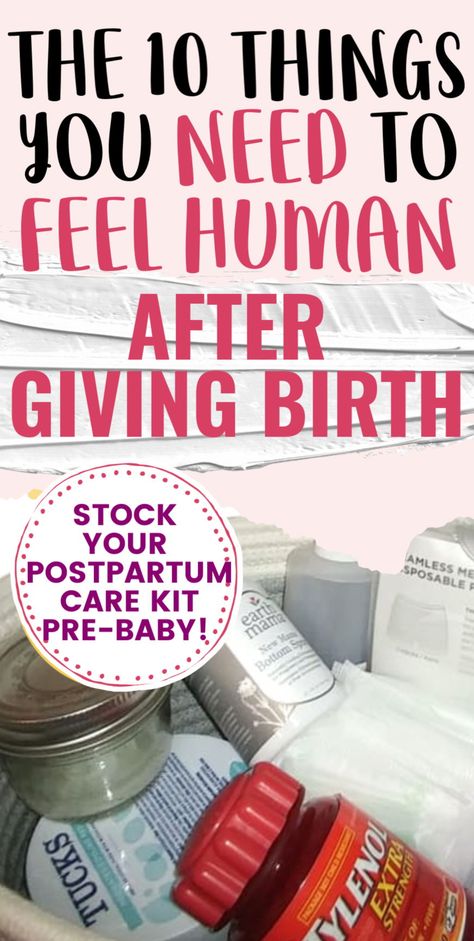 postpartum care kit for after birth recovery. New moms will want to have these postpartum essentials on hand after baby! Complete checklist of postpartum care items for healing, pain relief - stock the bathroom! After Delivery Care Recovery Mothers, Postpardom Recovery Kit, Postpartum Basket For Bathroom, After Birth Mommy Basket, Postpartum Items For Mom, After Labor Gift Basket, Postpartum Self Care Ideas, Postpartum Kit For Mom, New Mom Gift Basket After Birth Ideas