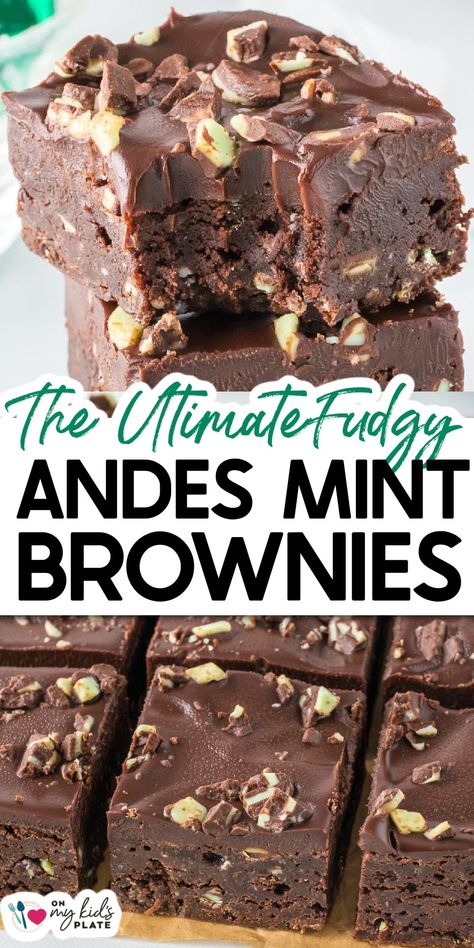 Andes Mint Brownies Mint Icing For Brownies, Chocolate Mint Pie Recipes, Mint Fudge Recipes, Andes Brownies, Andes Mint Brownies, Andes Mints Brownies, Mint Bars, Mint Chocolate Brownies, Mint Brownies Recipe