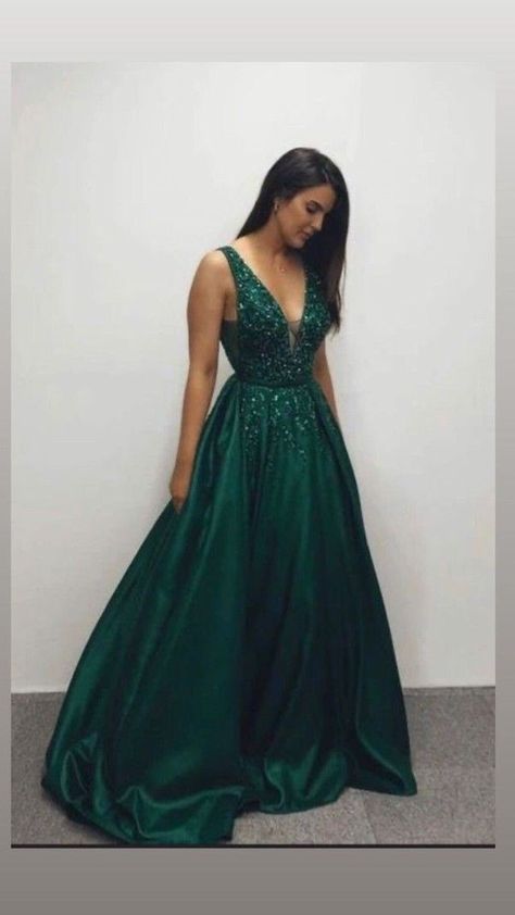 Emerald Green Prom, Neon Prom Dresses, Emerald Green Prom Dress, Green Prom, V Neck Prom Dresses, Grad Dresses, Green Prom Dress, Pageant Dress, Satin Prom Dress