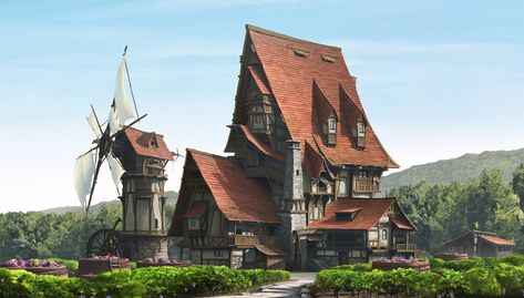 Medieval Farm House , Junhyuk Yoon on ArtStation at https://www.artstation.com/artwork/q9dNXy Medieval Farm, Pagoda Lanterns, Props Concept, Minecraft Medieval, Medieval Houses, Tudor House, Minecraft Buildings, Fantasy House, Medieval Town