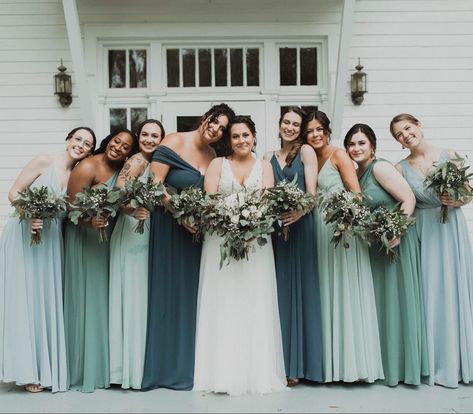 Shades of green bridesmaid dresses