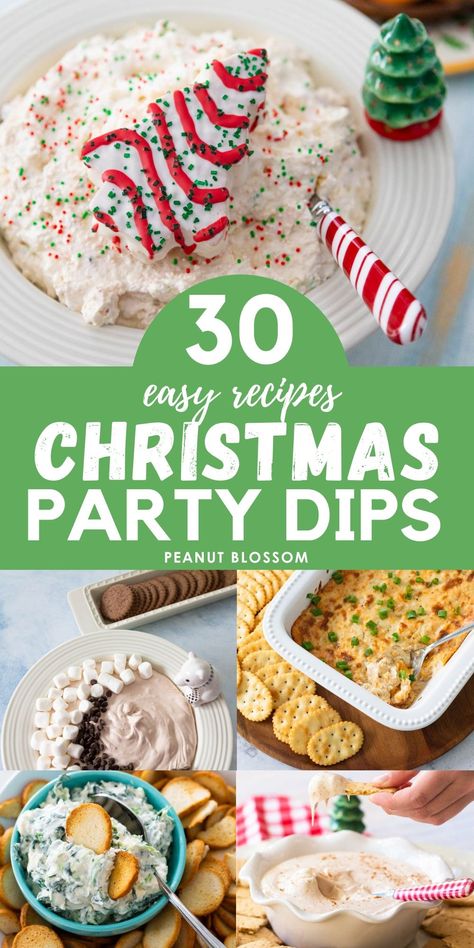 30 Christmas Party Dip Recipes Christmas Party Food Dips, Party Foods Christmas, Party Dip Sweet, Quick Christmas Party Food, Christmas Potluck Dips, Dip Platter Ideas Presentation, Best Christmas Appetizers Holidays, Holiday Chips And Dip, Holiday Pitch In Food