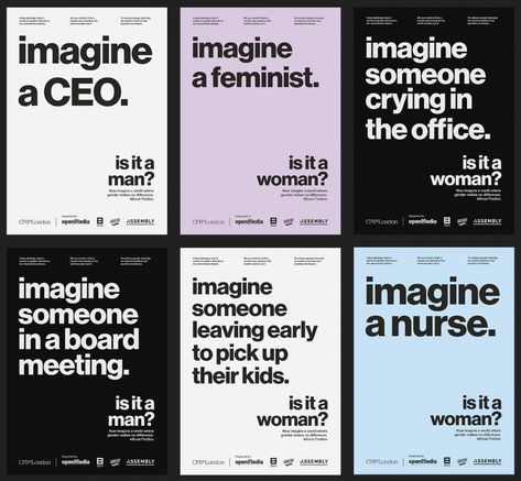 Ad agency CPB London launches 'Imagine' campaign to tackle gender bias | Creative Boom Copywriting Ads, Gender Bias, Copy Ads, Social Campaign, Publicidad Creativa, Campaign Posters, 카드 디자인, Plakat Design, Brand Campaign