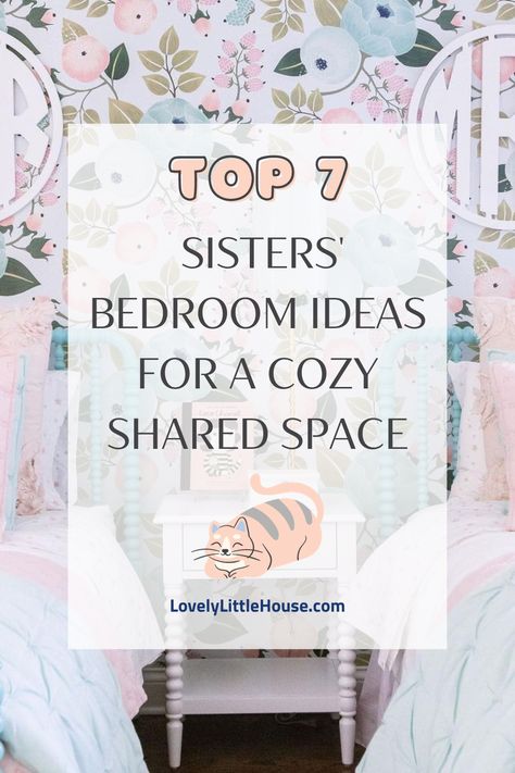 Create a cozy shared room for your girls! Our practical sisters' bedroom ideas cover beds, cool décor, and more. Dive in for tips that make it fun and easy! 2 Teen Girls Bedroom Ideas, Small Room Sisters Shared Bedrooms, Sisters Room Bunk Beds, Bedroom Decor For Two Sisters, Girls Bedroom With 2 Twin Beds, Sisters Shared Room Ideas, Bedroom For Sisters To Share, Toddler Girls Bedroom Ideas Shared, Diy Shared Bedroom Ideas