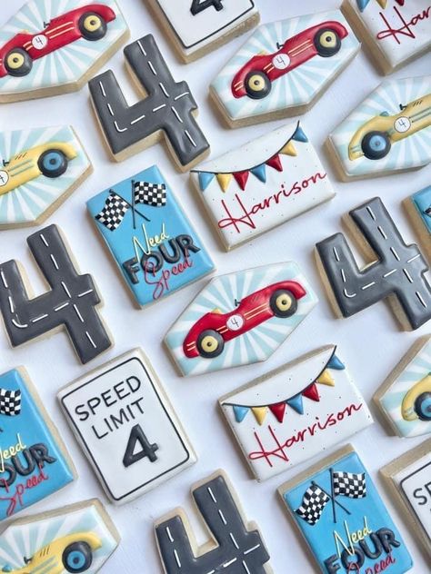 Need 4 Speed Birthday Cake, 4th Birthday Party Ideas, 4th Birthday Party For Boys, Birthday Party Ideas For Boys, 4th Birthday Boys, Birthday Party Checklist, Dinosaur Birthday Party Decorations, 4th Birthday Party, Christian Birthday