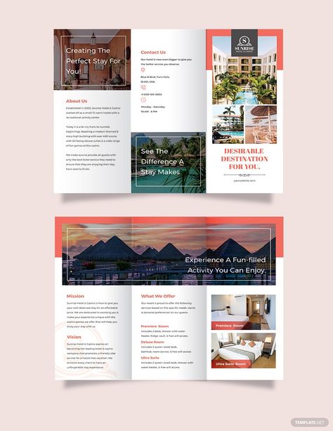 Homestay Brochure, Fundraising Brochure, Hotel Brochure Design, Hotel Marketing Design, Hotel Advertising, Brochure Examples, Brochure Design Creative, Magazine Ideas, Hotel Marketing