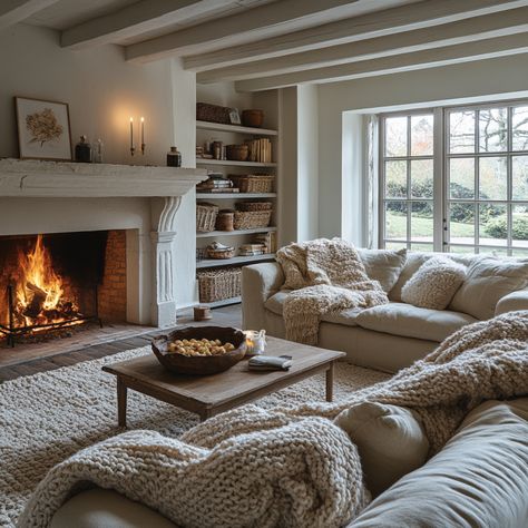 How to Make Your Home Cozy - Cozy Living Room Family, Cozy Great Room With Fireplace, Big Cosy Living Room, Cozy Cottage Reading Nook, Elegant Cozy Home, Country Lounge Room Ideas, Cosy Sitting Room, Cozy Loft Ideas Upstairs, House Cozy