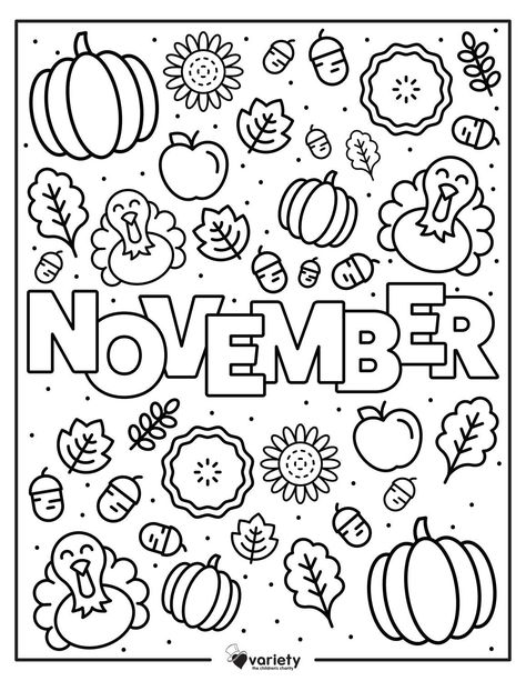 Celebrate the Thanksgiving season by downloading and coloring this free printable with your family! November Coloring Sheets For Kids, November Colouring Pages, Coloring Pages November, November Elementary Activities, November Coloring Sheets, Learning Coloring Pages, November Coloring Pages, Thanksgiving Doodles, Drawing To Color