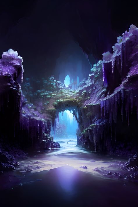 Fantasy Cavern City, Dark Caverns Fantasy Art, Crystal Cave Concept Art, Cavern Fantasy Art, Fantasy Cave City, Fantasy Cave Entrance, Fantasy Crystal Cave, Crystal Cave Fantasy Art, Fantasy Cave Art