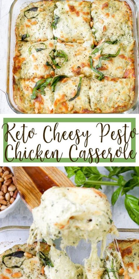 Pesto Chicken Casserole, Cheesy Pesto Chicken, Low Carb Casseroles, Keto Casserole, Keto Recipes Dinner, Diet Vegetarian, Pesto Chicken, Low Carb Dinner, Idee Pasto Sano