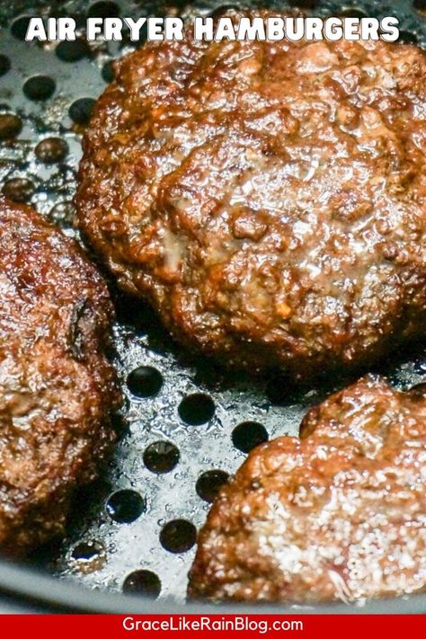 Air Fryer Hamburgers - Grace Like Rain Blog Air Fryer Hamburgers, Air Fryer Recipes Hamburger, Stovetop Appetizers, How To Cook Hamburgers, Actifry Recipes, New Air Fryer Recipes, Air Fryer Recipes Snacks, Air Fryer Steak, How To Cook Burgers