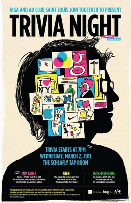 Vidhya Nagarajan – Poster For AIGA Trivia Night Trivia Night Poster Design, Quiz Night Poster, Pub Quiz Poster, Quiz Poster Design Ideas, Quiz Poster Design, Quiz Poster, Trivia Night Flyer, Trivia Poster, College Quiz