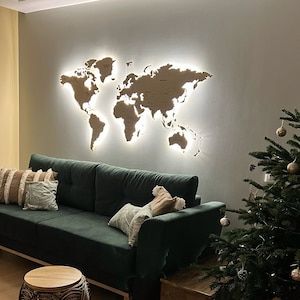 Wooden World Map, World Map Wall Decor, Modern Office Decor, Oak Wall, Painted Pots Diy, Led Band, Wooden Map, Map Wall Decor, Baby Room Design