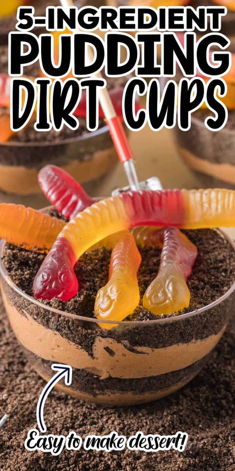 Oreo Cookie Dirt Cup pudding Parfaits are an easy-to-make dessert that both kids and adults will love. Layers of chocolate pudding, crushed Oreo cookies, and then topped with gummy worms this dirt cup recipe is so easy to make. Everyone will love it when you make this Dirt Cup Pudding Parfaits Recipe. Mud Cups Recipe, Easy Dirt Cups, Pudding Parfait Cups, Dirt Dessert Recipe, Oreo Dirt Cups, Dirt Cake Cups, Oreo Pudding Dessert, Dirt Cups Dessert, Dirt Pudding Recipes