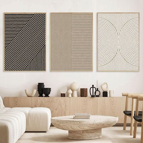 PRICES MAY VARY. 【Neutral Wall Art Size】: Size:16x24in(40x60cm). only contains canvas poster, unframed 【Modern Abstract Wall Art】: The combination of simple patterns and lines creates an elegant and warm atmosphere for the room, Adding minimalist and abstract elements to the wall makes the room more cozy, unique, and artistic and the vivid color brings you the perfect visual enjoyment. 【Minimalist Home Decor】: The minimalistic design effortlessly complements various decor styles, making it a ver Neutral Colors Apartment, Simple Chic Decor, Grey And Rattan Living Room, Artwork For Long Wall, Picture Sizes On Wall Living Room, Office Decor Modern Chic, Gap Between Couch And Wall, Art Pieces For Living Room, Wall Decor For Black Wall