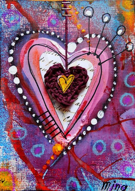 Heart Art Painting, Whimsical Heart, Valentines Art, I Love Heart, Beating Heart, Heart Crafts, Media Painting, Two Hearts, Mix Media