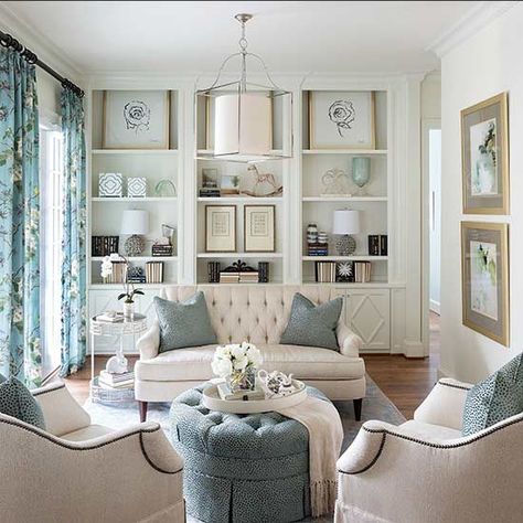 These trendy cabinet paint colors can work for any cabinets in your home. We're sharing the best paint colors to use when remodeling your cabinets. These color trends are timeless options that will make any room look more beautiful. Styl Hampton, Furnitur Ruang Keluarga, Multipurpose Furniture, Coastal Living Rooms, 아파트 인테리어, Coastal Living Room, Transitional Living Rooms, Southern Home, White Furniture