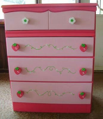 Strawberry Shortcake Dresser Strawberry Room, Strawberry Ideas, Kid Furniture, Strawberry Stuff, Rooms Decoration, Ella Rose, Strawberry Shortcakes, Children Furniture, Cute Furniture