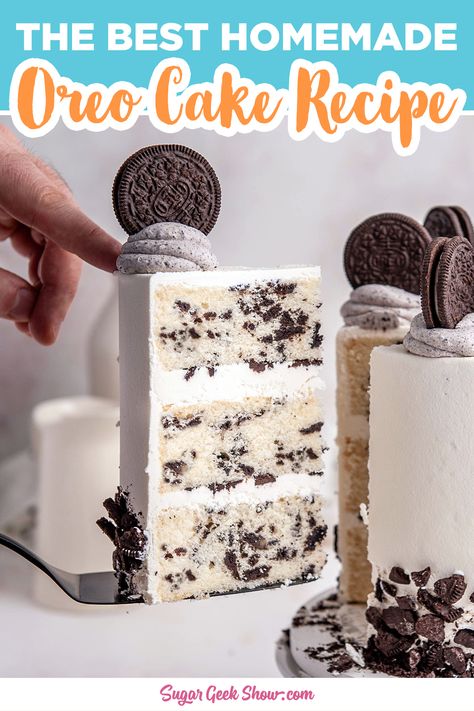 Cookies N Cream Cake Recipe, Wasc Cake Recipe, Oreo Cakes, Cookie Filling, Oreo Creme, Oreo Cake Recipe, Cake Samples, Creme Filling, Fluffy Layers