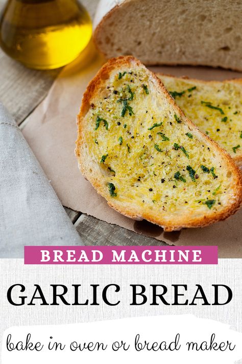 Bread Machine Garlic Bread Recipe, Bread Machine Garlic Bread, Easy Homemade Garlic Bread, Recipe Bread Machine, Bread Machine Recipes Healthy, Bread Machine Mixes, Bread Machine Recipes Sweet, Easy Bread Machine Recipes, Best Bread Machine