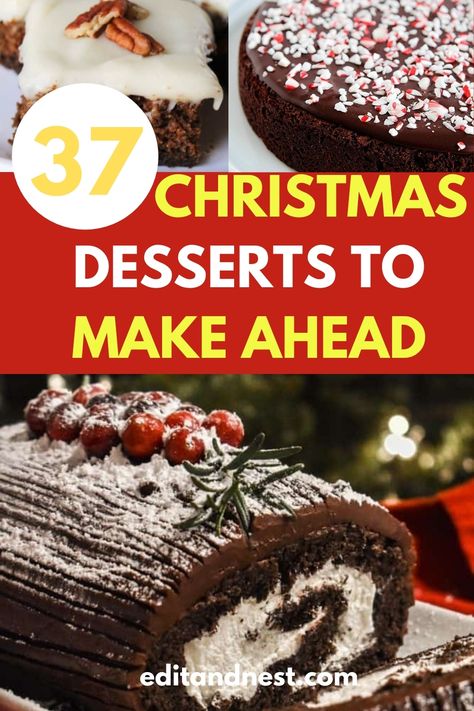 If you want a list of Christmas desserts to make ahead of time then check out this post. We love a freezer dessert and the holidays are no exception. These show-stopping recipes are real simple and designed to be easy as well as time-saving. Best of all, these make-ahead Christmas recipes are super impressive, so no one feels like they’re missing out on a wow-worthy treat! #Christmasdesserts #makeaheadChristmasdesserts #Christmasdessertsfreezer Best Desserts To Freeze, Desserts That Can Be Made In Advance, Easily Transportable Desserts, Christmas Cream Puffs Holidays, Deserts To Make For Christmas, Make Ahead Cakes, Desert Ideas Christmas, Best Christmas Eve Desserts, Christmas Show Stopper Desserts