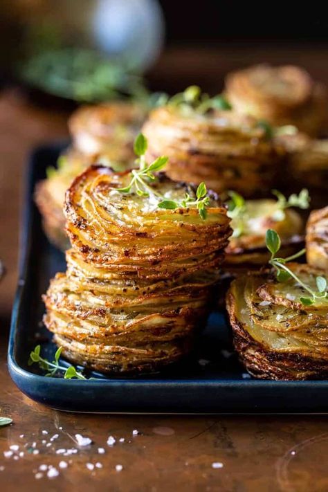 Crispy Cheesy Potato Stacks | halfbakedharvest.com Potatoes Stacks, Harvest Potatoes, Half Baked Harvest Recipes, Potato Stacks, Cheesy Potato, Harvest Recipes, Half Baked, Potato Recipe, Half Baked Harvest