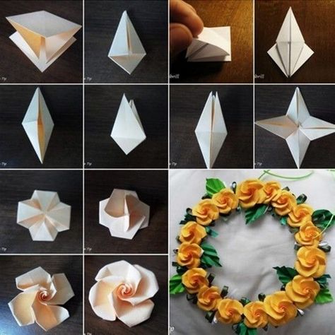 Origami Návody, Origami Stella, Diy Origami Home, Sculpting Techniques, Origami Home Decor, Origami Flowers Tutorial, Origami Step By Step, Tutorial Origami, Kraf Kertas