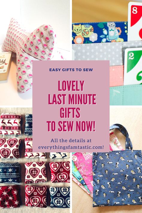 Are you in a time crunch & need to sew a last minute gift in a hurry? Don't worry, I've got the perfect solution for you! I've put together an easy to follow guide of DIY last minute gift ideas that you can sew fast. Best of all, these handmade gifts are loved by everyone & an eco-friendly way to use up fabric scraps in your stash. Follow the link & start sewing your last minute gifts now! | gifts for him | gifts for her | gift for kids | easy gifts to sew | #giftideas #diychristmas #sewing Diy Sewing Kits Ideas, Quick Easy Gifts To Make, Quick Fabric Gifts To Make, Sew Small Gifts, Small Gifts To Sew For Friends, Diy Sewing Gifts Christmas, Diy Gifts For Doctors, Last Minute Sewing Gifts, Sewing Gifts Christmas