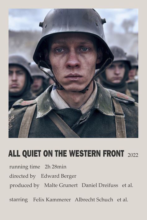 "All Quiet on the Western Front" minimalistic polaroid movie poster All Quiet On The Western Front Poster, All Quite On The Western Front Movie, All Quiet On The Western Front Aesthetic, All Quiet On The Western Front Art, All Quiet On The Western Front Movie, Polaroid Movie Poster, Classic Films Posters, New Movies To Watch, Historical Movies