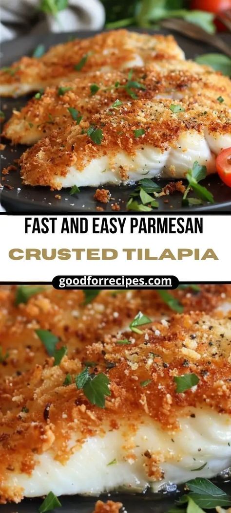 Fast and Easy Parmesan Crusted Tilapia Recipe Tilapia Fillet Recipe, Best Tilapia Recipe, Best Chicken Spaghetti Recipe, Tilapia Dinner, Tilapia Recipes Healthy, Tilapia Recipes Easy, Baked Tilapia Recipes, Parmesan Crusted Tilapia, Breadcrumb Topping