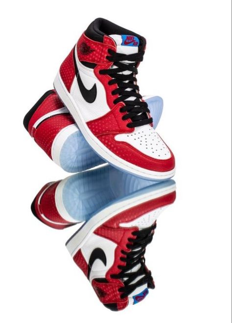 Miles Morales Air Jordans Chicago, Jordan 1 Aesthetic, Red And White Jordans, Sneakers Head, Air Jordan 1 Chicago, Product Sketch, Sneakers Wallpaper, Shoe Poster, Flight Club