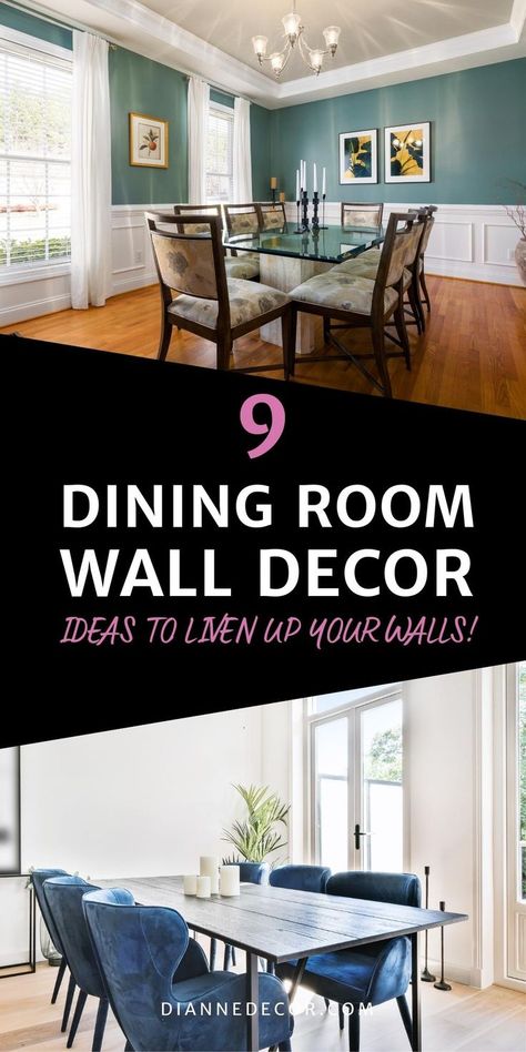 9 Dining Room Wall Decor Ideas to Liven Up Your Walls Interesting Mirrors, Dinning Room Colors, New Interior Design Trends, Best Dining Room Colors, Dining Room Teal, Dining Room Wall Decor Ideas, Dining Room Wall Color, Dining Room Colour Schemes, Dining Wall Decor