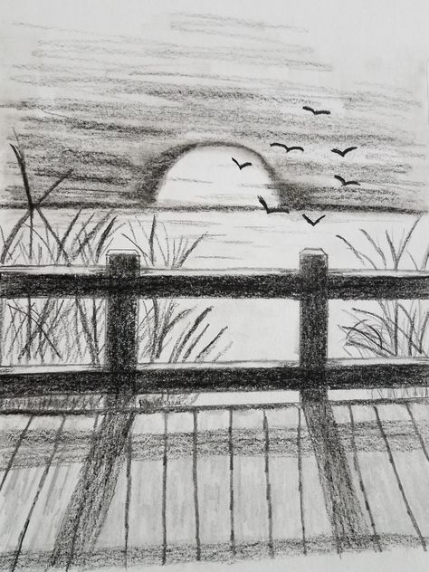 Landscape Drawing Easy, Easy Pencil Drawings, Landscape Pencil Drawings, Aesthetics Art, Drawing Scenery, Art Aesthetics, Nature Art Drawings, Landscape Sketch, Art Animation