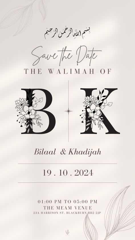 Browse over 1200+ Wedding Invitation template that fits your style. Romantic, elegant, vintage, modern, indian, retro or rustic. #weddinginvitation #invitationtemplate #invitationdesign Islamic Engagement Invitation Cards, Simple Wedding Cards Invitation, Wedding Classic Theme, Wedding Whatsapp Invitation, Invitation Engagement Design, Wedding Guest Invitation, Nikkah Invitation Cards Template, Muslim Engagement Invitation Cards, Wedding Invitation Digital Design