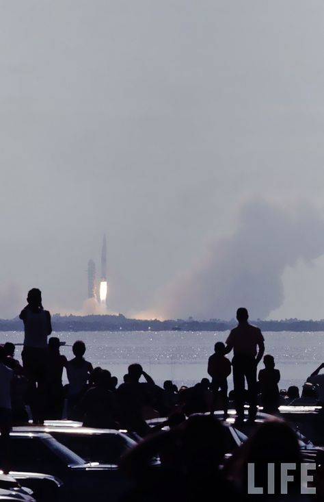 https://flic.kr/p/mtCZFc | Apollo 11 / Saturn 5 rocket, PAO: "We have a lift-off, 32 minutes past the hour. Lift-off of Apollo 11", Titusville, Kennedy Pkwy N. "view", July 16, 1969 | LIFE PHOTO:  Bill Eppridge photographer for LIFE magazine. REMASTERED by Dan Beaumont Apollo Rocket Tattoo, Rocket Science Aesthetic, Astronaut Aesthetic, Apollo 13 Poster, Saturn 5, Priscilla Barnes, Apollo 10 1/2 Movie, Norman Mailer, Apollo 11 Moon Landing