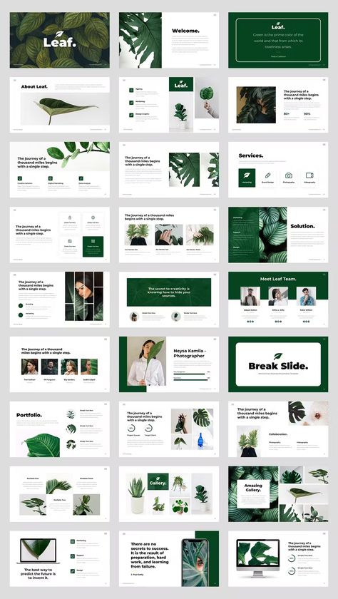 Minimal Green Business PowerPoint Template. 33 Unique Slides. Presentation Green Design, Green Portfolio Design, Green Presentation Design, Powerpoint Slides Ideas, Green Ppt Template, Green Website Design, Green Powerpoint Template, Green Presentation, Green Powerpoint