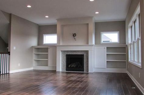 white fireplace minus side built ins. Bookshelves Around Fireplace, Farmhouse Basement, Fireplace Drawing, Built In Around Fireplace, Fireplace Windows, Craftsman Fireplace, Cottage Fireplace, Tall Fireplace, Fireplace Bookshelves